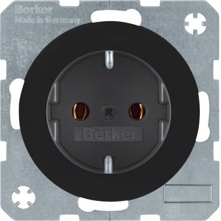 Berker 47432045 SCHUKO Unterputz Steckdose 1-fach Serie R.1/R.3 schwarz, glänzen