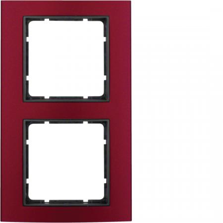 Berker 10123012 Rahmen 2fach B.3 Alu, rot/anthrazit