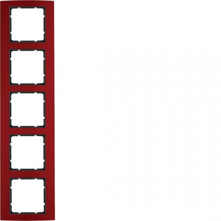 Berker 10153012 Rahmen 5fach B.3 Alu, rot/anthrazit