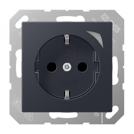 JUNG HOME SCHUKO Steckdose Energy 16 A 250 V, Safety Plus, anthrazit matt, mit Leistungs- und Energiemessung