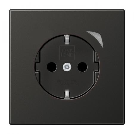 JUNG HOME SCHUKO Steckdose Energy 16 A mit Berührungsschutz und Energiemessung, Serie LS, anthrazit, Bluetooth Mesh