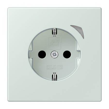 JUNG HOME SCHUKO Steckdose 16 A 250 V, mit Funktionsanzeige, Safety Plus, Serie LS, céruléen pâle