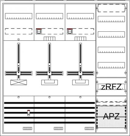 ABB STRIEBEL & JOHN DA47GHE Komplettschrank, Dreipunkt, A47 2Z1S1V4A2z Q16, Schutzklasse II, Schutzart IP31