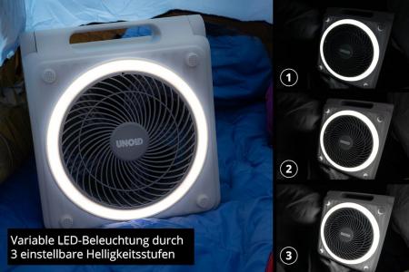 UNOLD 86517 Akku-Solar Standventilator Camping grau