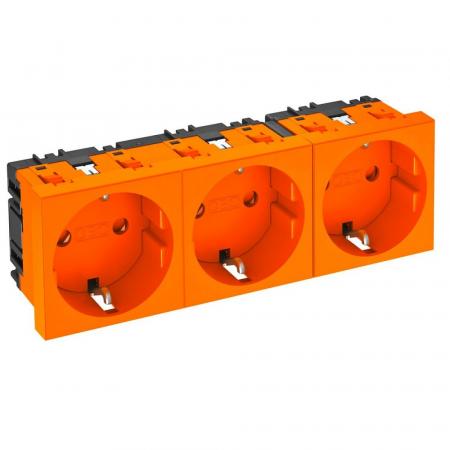 OBO Bettermann 6120044 STD-D0 ROR3 Steckdose 0° 3fach Schutzkontakt reinorange RAL 2004 16A 250V