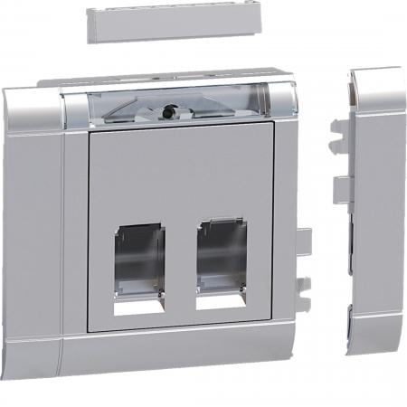 Hager Einbauset Daten 2 RJ45 Type 10 front alu