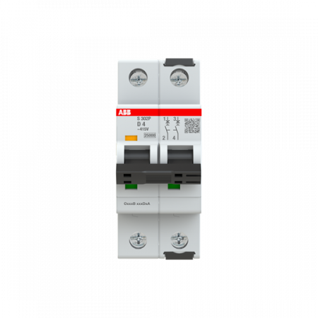 ABB S302P-D4 Sicherungsautomat D-Char., 25 kA, 4A, 2P