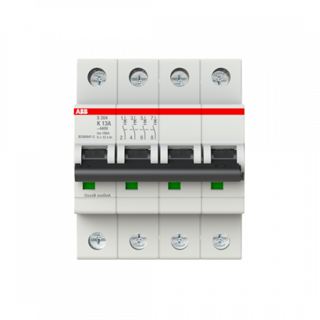 ABB S204-K13 Sicherungsautomat K-Char., 6 kA, 13 A, 4P