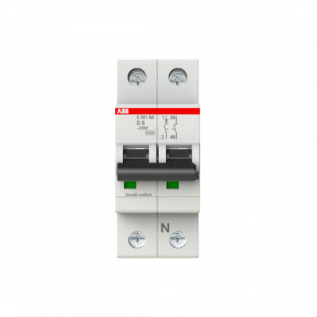 ABB S201-D8NA Sicherungsautomat D-Char., 6 kA, 8 A, 1P+NA
