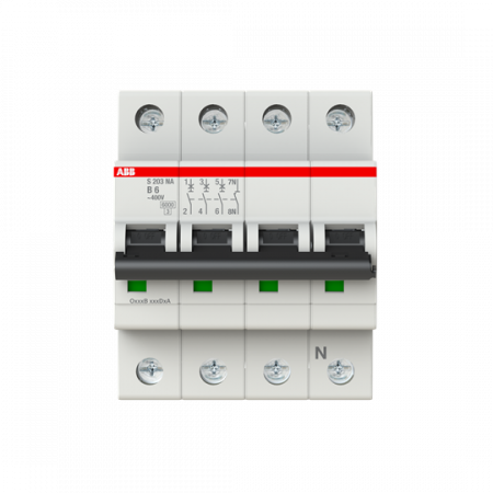 ABB S203-B6NA Sicherungsautomat B-Char., 6 kA, 6 A, 3P+NA