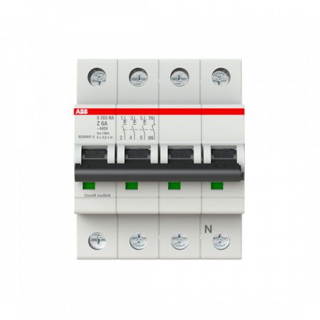 ABB S203-Z6NA Sicherungsautomat Z-Char., 6 kA, 6 A, 3P+NA