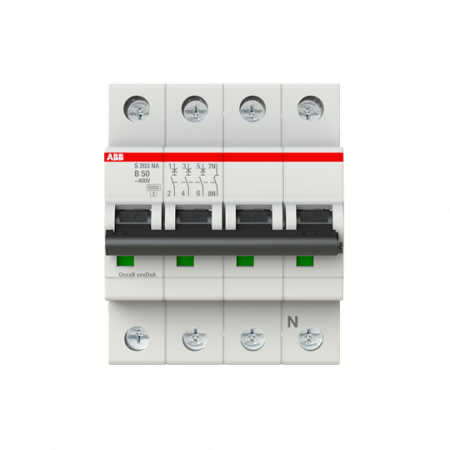 ABB S203-B50NA Sicherungsautomat B-Char., 6 kA, 50 A, 3P+NA