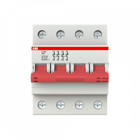 ABB E204/45G Trennschalter 4P, 45 A, Schaltgriff grau, Änderung Ursprung + Gebrauchskategorie