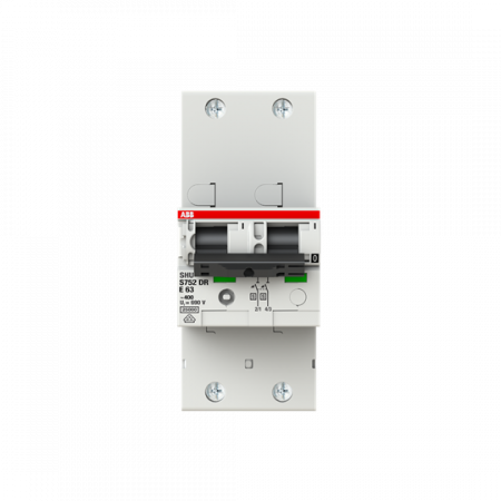 ABB S752DR-E63 Hauptleitungsschutzschalter SH-Schalter in E-Char., 25kA, 63A, 2P