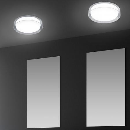 Helestra OLVI 15/1931.04 LED-Deckenleuchte 12 W 2900 K Warmweiß, Chrom, Opal weiß/klar, 1020 lm, IP44, nicht dimmbar