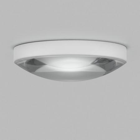 Glaslinsen LED Deckeneinbaustrahler Helestra LUG in Mattweiß & Transparent dimmbar ø12cm