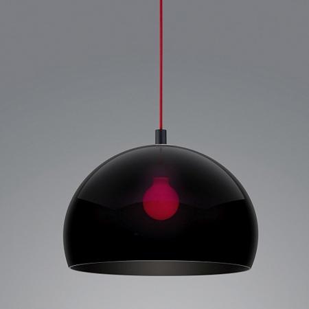 Helestra DORO Hängeleuchte in Schwarz mit roter Zuleitung aus Aluminium und Acrylglass