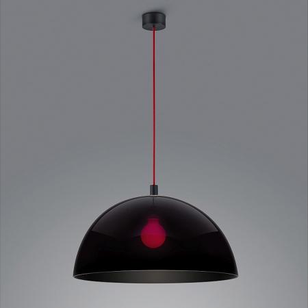 Helestra DORO Hängeleuchte in Schwarz mit roter Zuleitung aus Aluminium und Acrylglass