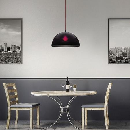 Helestra DORO Hängeleuchte in Schwarz mit roter Zuleitung aus Aluminium und Acrylglass