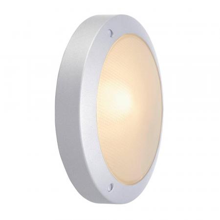 SLV 229072 BULAN Außen Wandleuchte rund in silbergrau mit satiniertem Glas