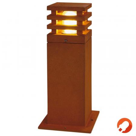 SLV 229420 RUSTY SQUARE 40cm hohe Wegeleuchte aus Stahl mit Rostpatina IP55
