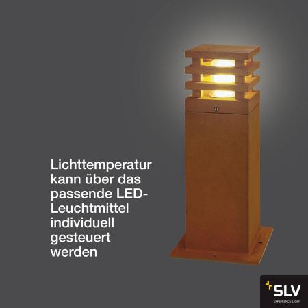 SLV 229420 RUSTY SQUARE 40cm hohe Wegeleuchte aus Stahl mit Rostpatina IP55