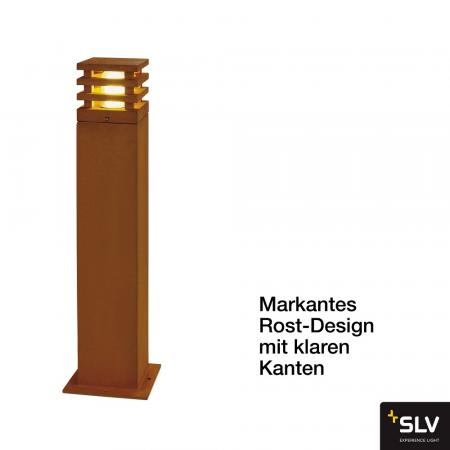 SLV 229421 RUSTY SQUARE 70cm hohe Wegeleuchte aus Eisen mit Rostpatina IP55