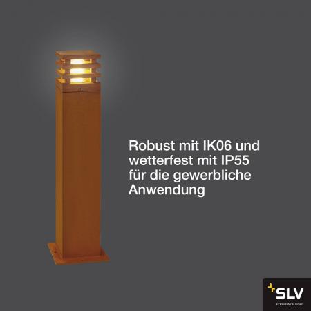 SLV 229421 RUSTY SQUARE 70cm hohe Wegeleuchte aus Eisen mit Rostpatina IP55