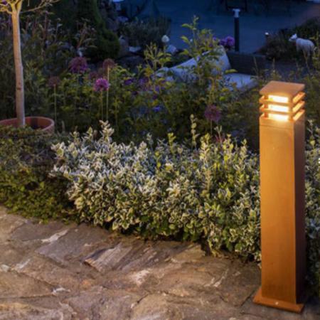 SLV 229421 RUSTY SQUARE 70cm hohe Wegeleuchte aus Eisen mit Rostpatina IP55