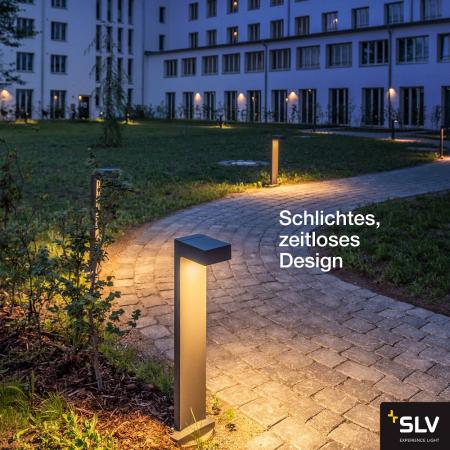 SLV 232294 QUADRASYL Eckige 75cm hohe Wegeleuchte in silbergrau IP44