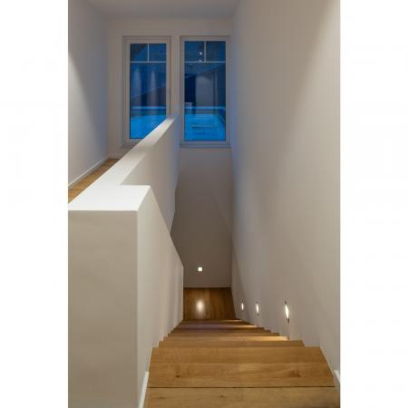 Stufenlicht FRAME BASIC LED Wand Einbauleuchte mit warmweißem Wohnlicht eckig silbergrau SLV 111262