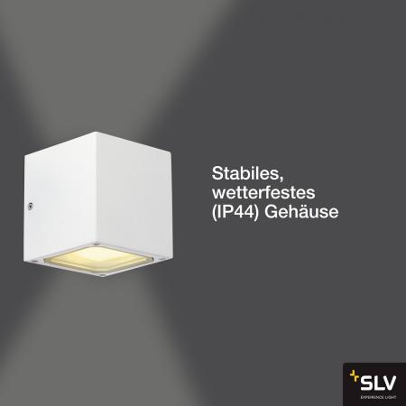 SLV 232531 SITRA CUBE Außenwandleuchte Würfel up&down-Licht weiss IP44