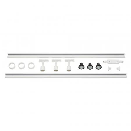 SLV 143191 1-Phasen Hochvolt-Schienen Set in weiss - 2 Meter inkl. 3 PURI Leuchten und LED Leuchtmittel