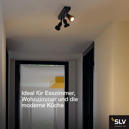SLV 147380 PURI 3lfammiger Deckenstrahler in mattschwarz mit Decoring