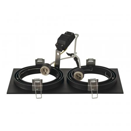 SLV 113840 NEW TRIA ES111 SQUARE 2-flammige Einbaulleuchte, schwarz, inkl. Clipfedern
