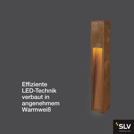 SLV 233457 RUSTY SLOT 80cm hohe LED Wegeleuchte Eisen Rost rechteckig 3000K