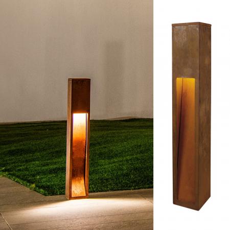 SLV 233457 RUSTY SLOT 80cm hohe LED Wegeleuchte Eisen Rost rechteckig 3000K