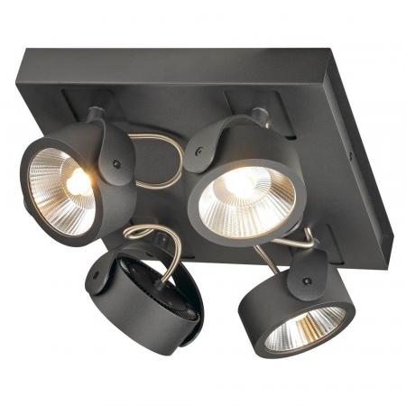 SLV 1000135 KALU LED 4 Wand- und Deckenleuchte, square, schwarz, 3000K, 60° dimmbar