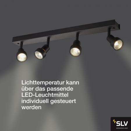 Moderner 4-flammiger PURI Deckenstrahler in schwarz SLV 1002029