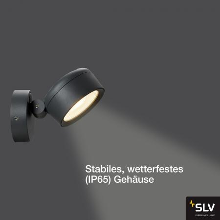 SLV 1002903 ESKINA SPOT Runde dimmbare Außenwandleuchte anthrazit umschaltbare Farbetemperatur IP65