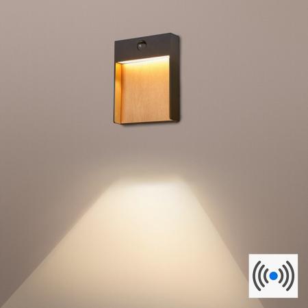 SLV 1002955 FLATT SENSOR Außenwandleuchte mit warmweißer LED anthrazit/braun IP65