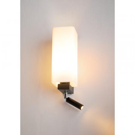 QUADRASS Wandleuchte mit beweglicher LED Leselampe in schwarz und blendfreiem Glasschirm SLV 1003428