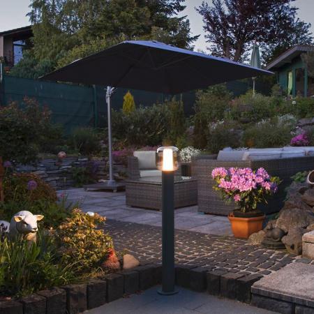 SLV 1004681 OVALISK 100cm hohe LED Wegeleuchte mit Glaskugel anthrazit mit umschaltbarer Farbtemperatur warm- oder neutralweiß