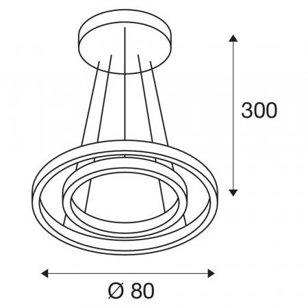 SLV 1004767 ONE DOUBLE PD DALI UP/DOWN LED-Pendelleuchte 55W, 2100/2120 lm, 3000/4000K, CRI 90, Ø 80 cm, 300 cm, Schwarz