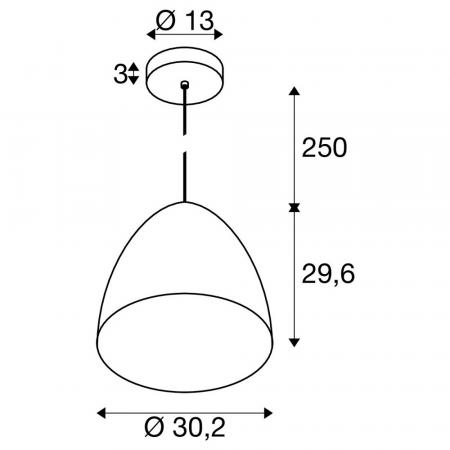 SLV 1008131 PARA CONE 30, Pendelleuchte, Pendellänge 250 cm, E27, 1x max. 60 W, schwarz / gold