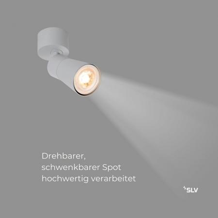 SLV 1008291 PURI 2.0 Cone, Wand- und Deckenaufbauleuchte, 1x max. 6 W GU10, grau