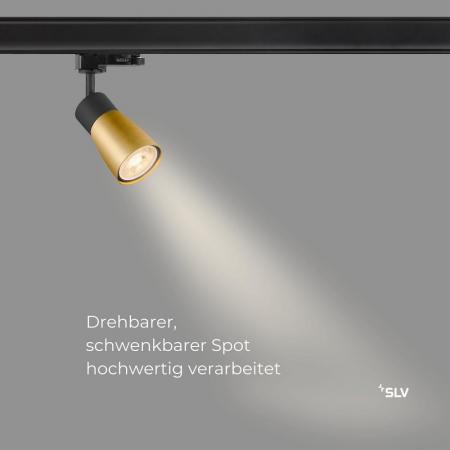 SLV 1008273 PURI 2.0 DOME 3-Phasen-Spot GU10 schwarz/gold, schwenkbar, 6 W