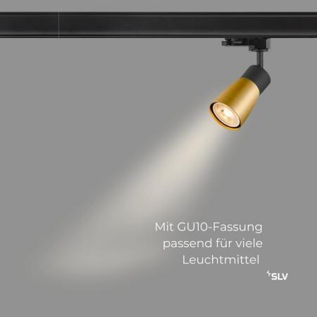 SLV 1008273 PURI 2.0 DOME 3-Phasen-Spot GU10 schwarz/gold, schwenkbar, 6 W