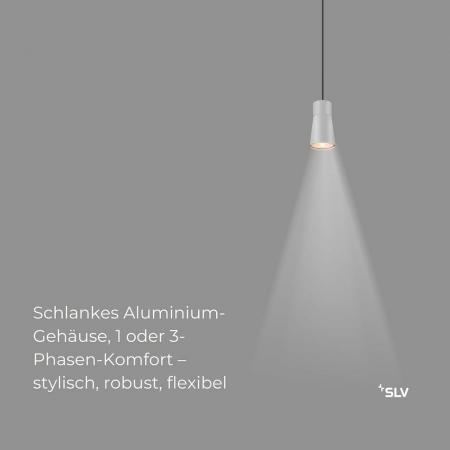SLV 1008261 PURI 2.0 CONE 1-Phasen-Pendelleuchte GU10, 6W, 200 cm, Grau