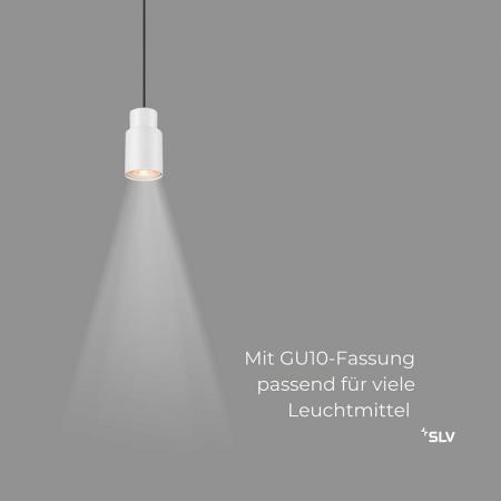 SLV 1008256 PURI 2.0 TUBE 1-Phasen-Pendelleuchte GU10, 6W, 200 cm, Weiß